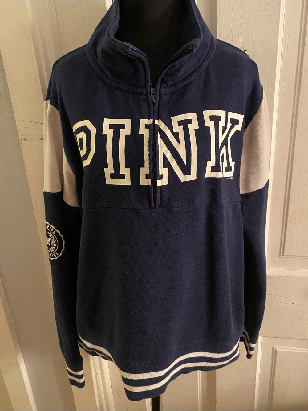 PINK Victoria's Secret Navy and Gray Zip-Up Hoodie